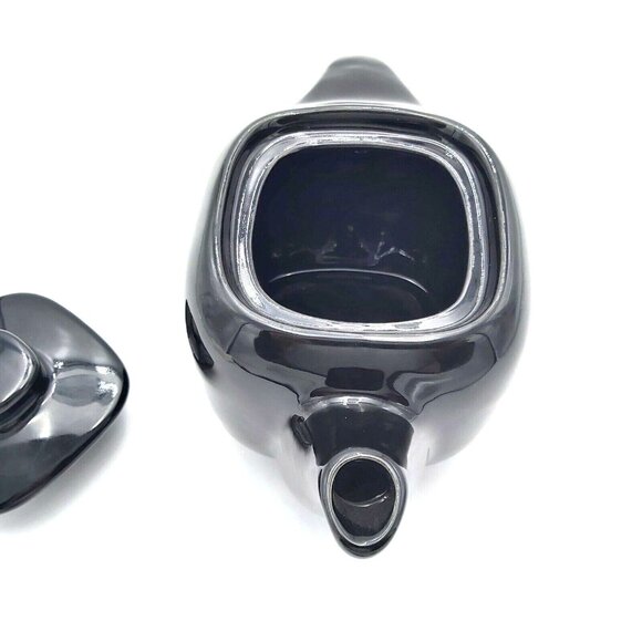 Beauce Quebec Canada Tea Pot Model Number 1670 Dark Brown Black Ceramic Square - Picture 7 of 8